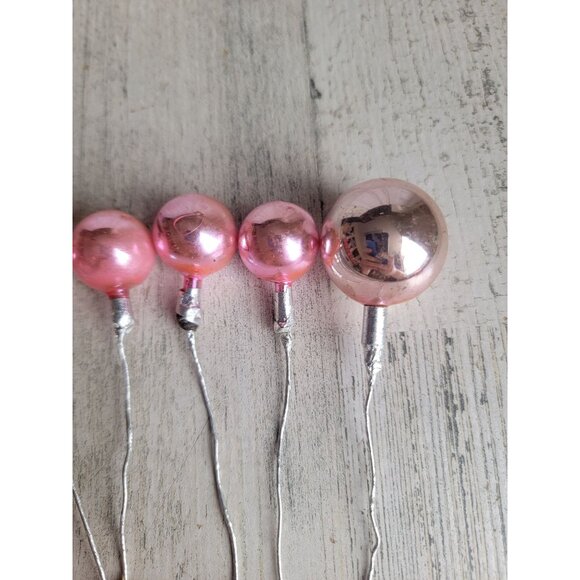 Vintage Mercury pink ball branch pick ornament glass Xmas - Picture 6 of 12